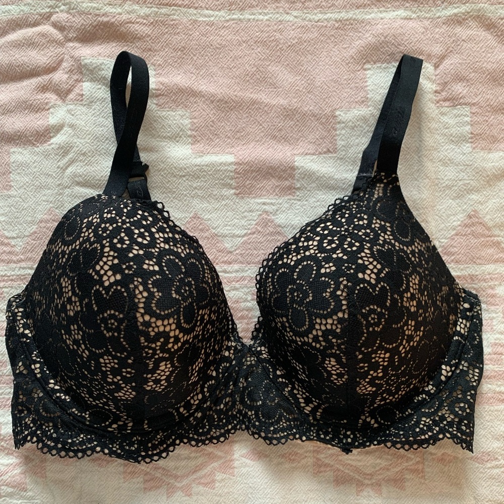 Aerie Black Nude Lace Bra